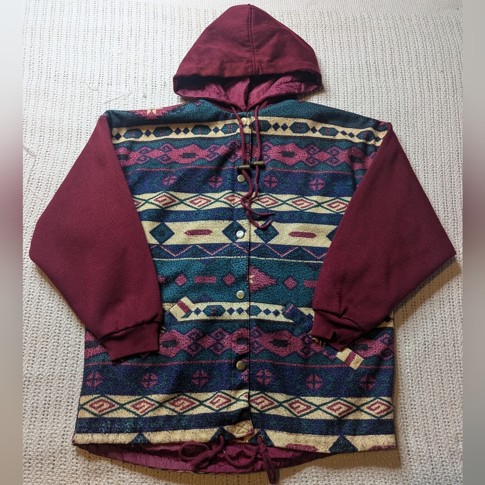 VTG Gottschalks Windbreaker Reversible Aztec Southwestern Fleece Women's Small